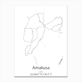 Amakusa,Japan Minimalist Map Canvas Print