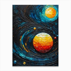 Planets In Space Abstract Paint Vibrant colors 1 Canvas Print