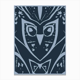 Abstract Owl Dark Blue And Grey 2 Canvas Print