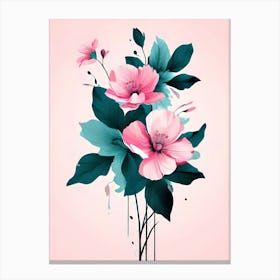 Pink Flowers On A Pink Background 1 Canvas Print