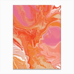 Orange Pink Marble Abstract Painting Canvas Print