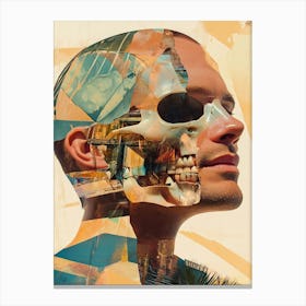 Man With A Skull Collage Canvas Print