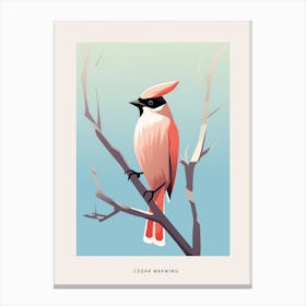 Minimalist Cedar Waxwing 1 Bird Poster Canvas Print