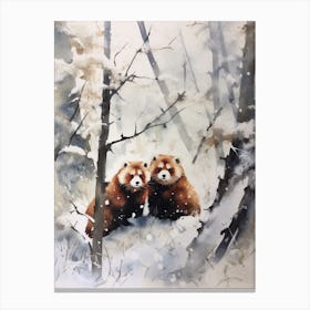 Winter Watercolour Red Panda 3 Canvas Print