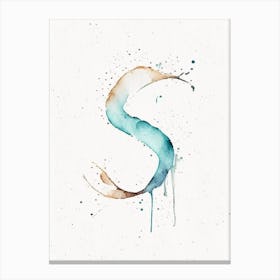 S, Letter, Alphabet Minimalist Watercolour 2 Canvas Print