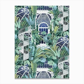 Palm House Night Botanical Pattern Canvas Print