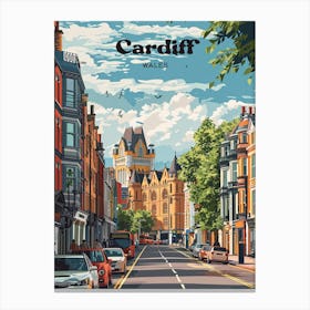 Cardiff Wales Cityscape Digital Travel Illustration Canvas Print