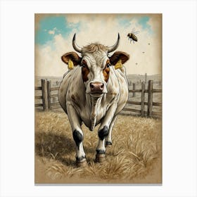 Cow With Bees 1 Canvas Print