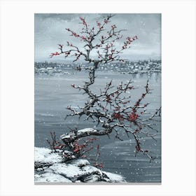 Tree In Snow Canvas Print