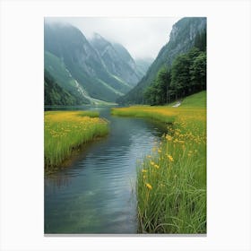 Yellow Flowers In The Mountains Canvas Print