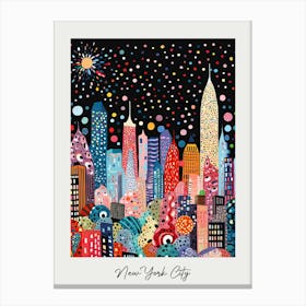 Poster Of New York City, Illustration In The Style Of Pop Art 1 Canvas Print