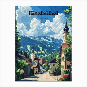 Kitzbuhel Austria Winter Resort Digital Travel Illustration Canvas Print