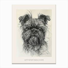 Affenpinscher Dog Line Sketch Poster Canvas Print