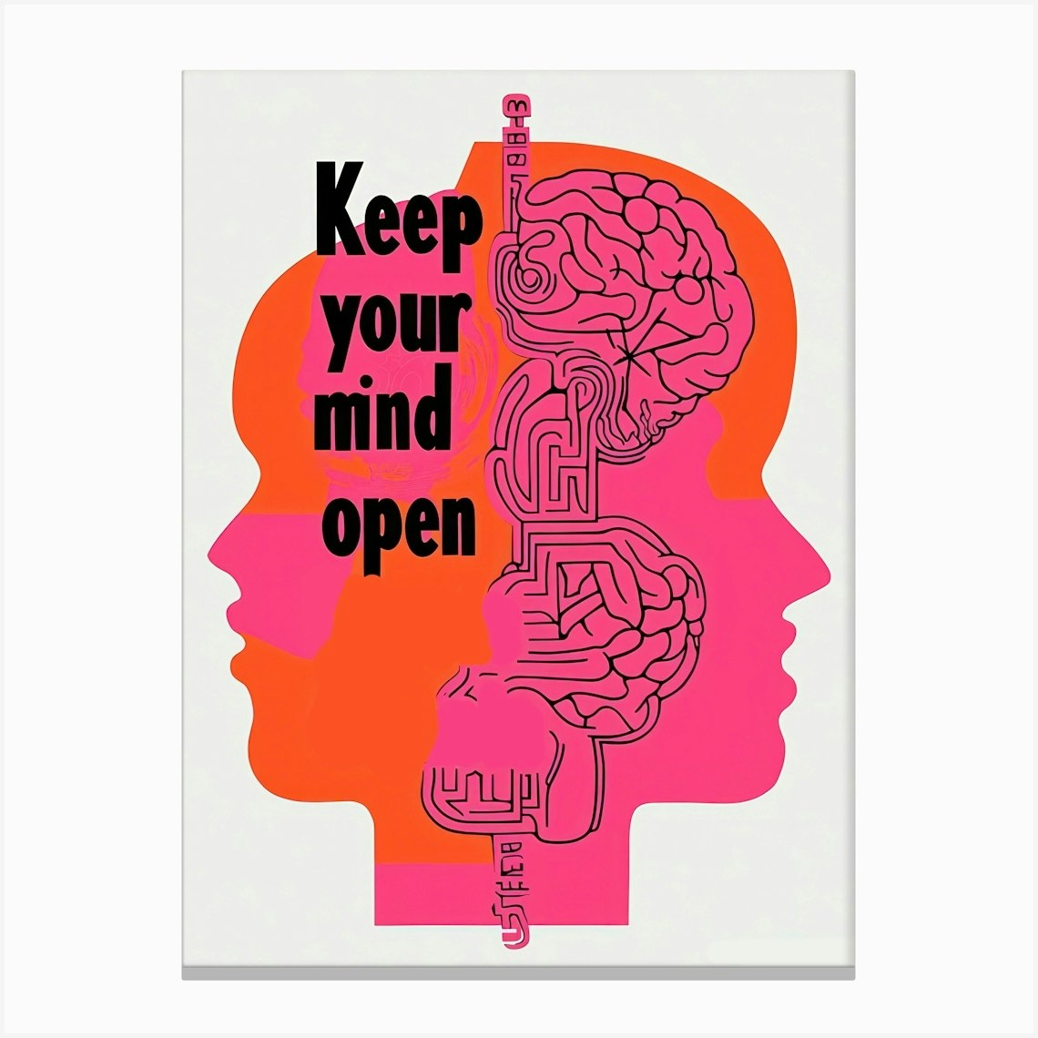 Keep Your Mind Open Graphic Wall Art 3d Vintage Unique Eclectic Canvas Print by Mambo