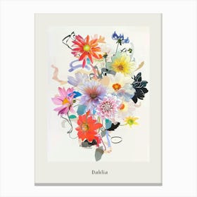 Dahlia Collage Flower Bouquet Poster Canvas Print