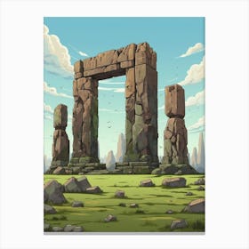 Stonehenge Pixel Art 4 Canvas Print