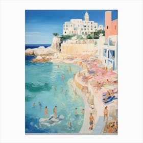 Polignano A Mare, Puglia   Italy Beach Club Lido Watercolour 2 Canvas Print