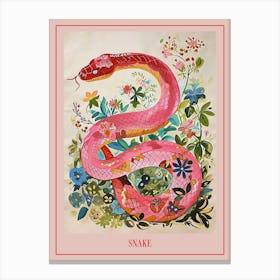 Floral Animal Painting Snake 3 Poster Canvas Print