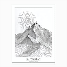 K2 Pakistanchina Line Drawing 1 Poster Canvas Print
