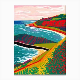 Tynemouth Longsands Beach, Tyne And Wear Hockney Style Canvas Print