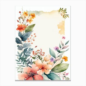 Watercolor Floral Frame Canvas Print