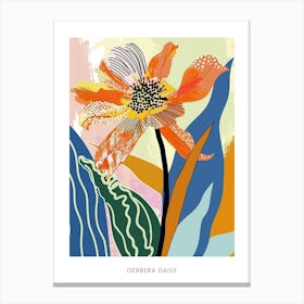 Colourful Flower Illustration Poster Gerbera Daisy 3 Canvas Print