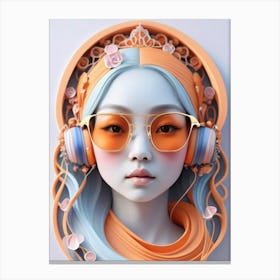 Girl With Headphones 12 Canvas Print