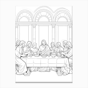 Line Art Inspired By The Last Supper 4 Canvas Print