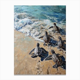 Baby Turtles Making Their Way To The Ocean 4 Canvas Print