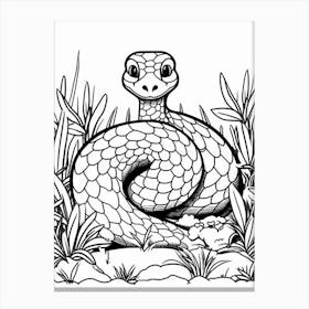 Line Art Jungle Animal Bushmaster Snake 4 Canvas Print
