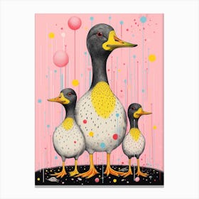 Pastel Pink Abstract Duck Illustration Canvas Print