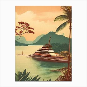 Pulau Kapas Malaysia Vintage Sketch Tropical Destination Canvas Print