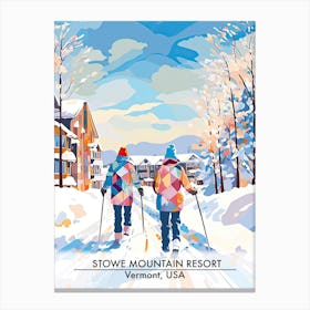 Stowe Mountain Resort   Vermont Usa, Ski Resort Poster Illustration 2 Canvas Print