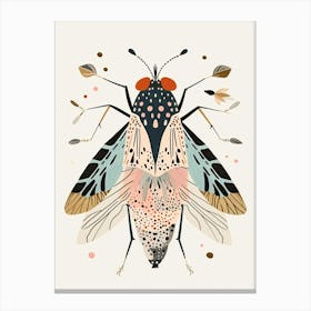 Colourful Insect Illustration Fly 14 Canvas Print