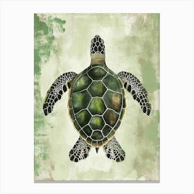 Vintage Green Sea Turtle Painting 3 Canvas Print