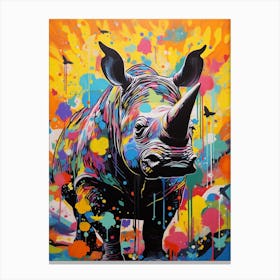 Paint Splash Dotty Rhino 7 Canvas Print