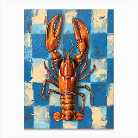 Lobster Blue Checkerboard 2 Canvas Print