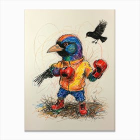 Bird In Boxing Gloves 1 Canvas Print