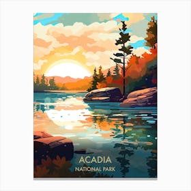 Acadia National Park Travel Poster Illustration Style 6 Canvas Print