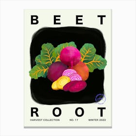 Beet Root Vegetable Kitchen Typography Canvas Print
