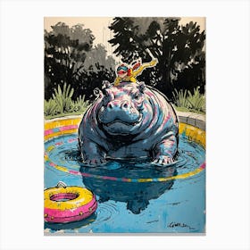 Hippo In The Pool 1 Canvas Print