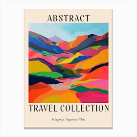 Abstract Travel Collection Poster Patagonia Argentina Chile 4 Canvas Print