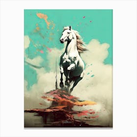 White Horse Painting On Canvas Surreal Canvas Print