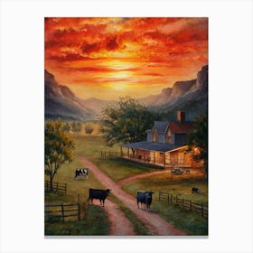 Sunset At The Ranch Canvas Print