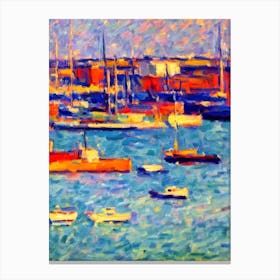 Port Of Long Beach United States Brushwork Painting harbour Canvas Print