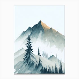 Mountain And Forest In Minimalist Watercolor Vertical Composition 104 Canvas Print