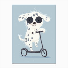 Dalmatian Riding A Scooter Canvas Print