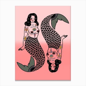 The Pink Sea Mermaids Canvas Print