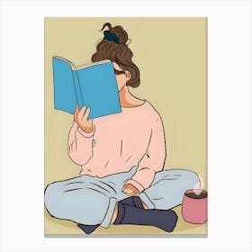 Girl Reading A Book 1 Canvas Print