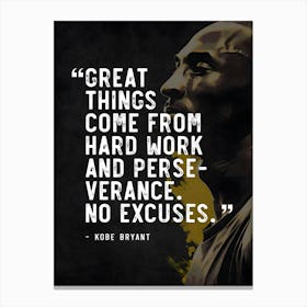 Kobe Bryant Portrait Inspirational Quote Nba Canvas Print